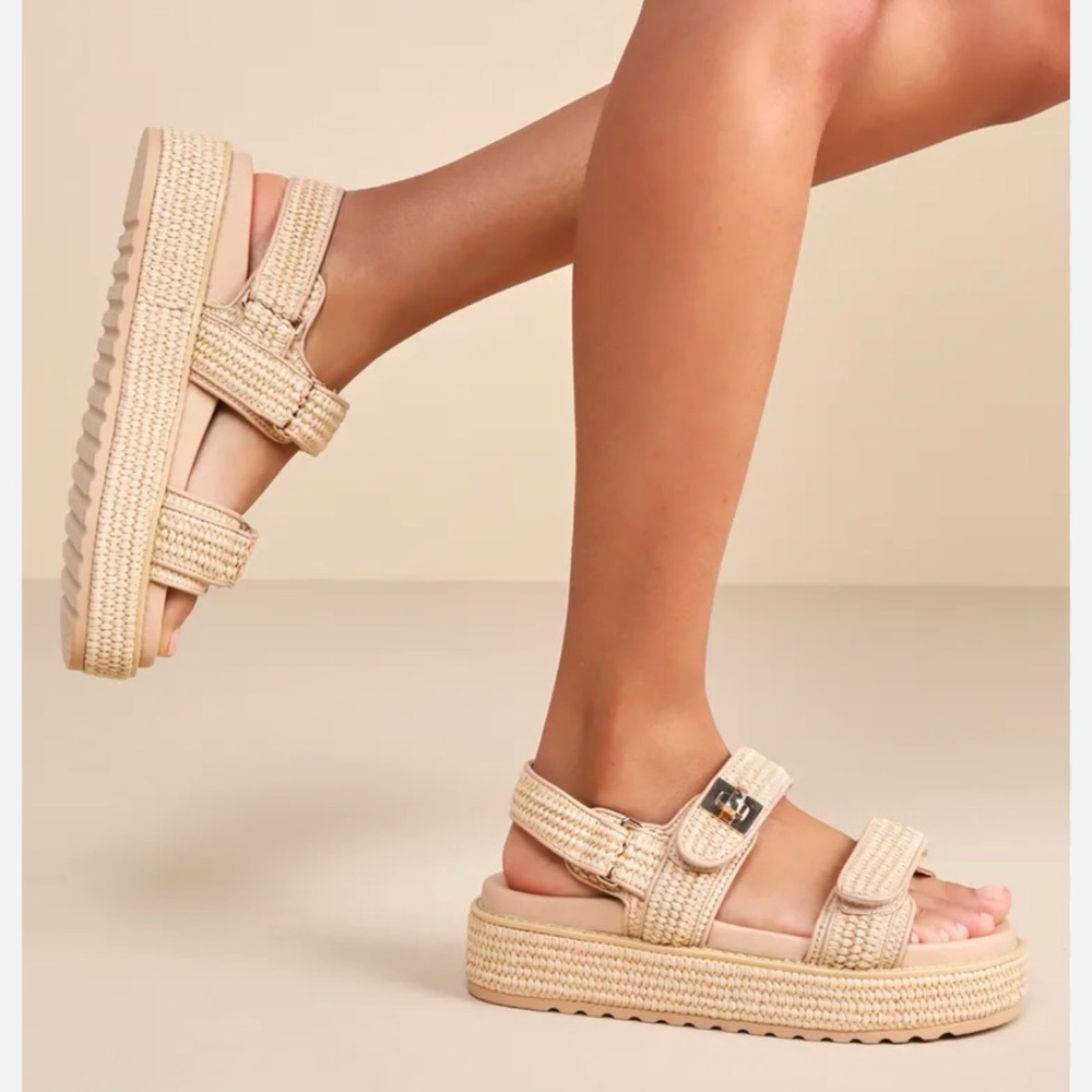 Steve Madden Bigmona Raffia Platform Sandals